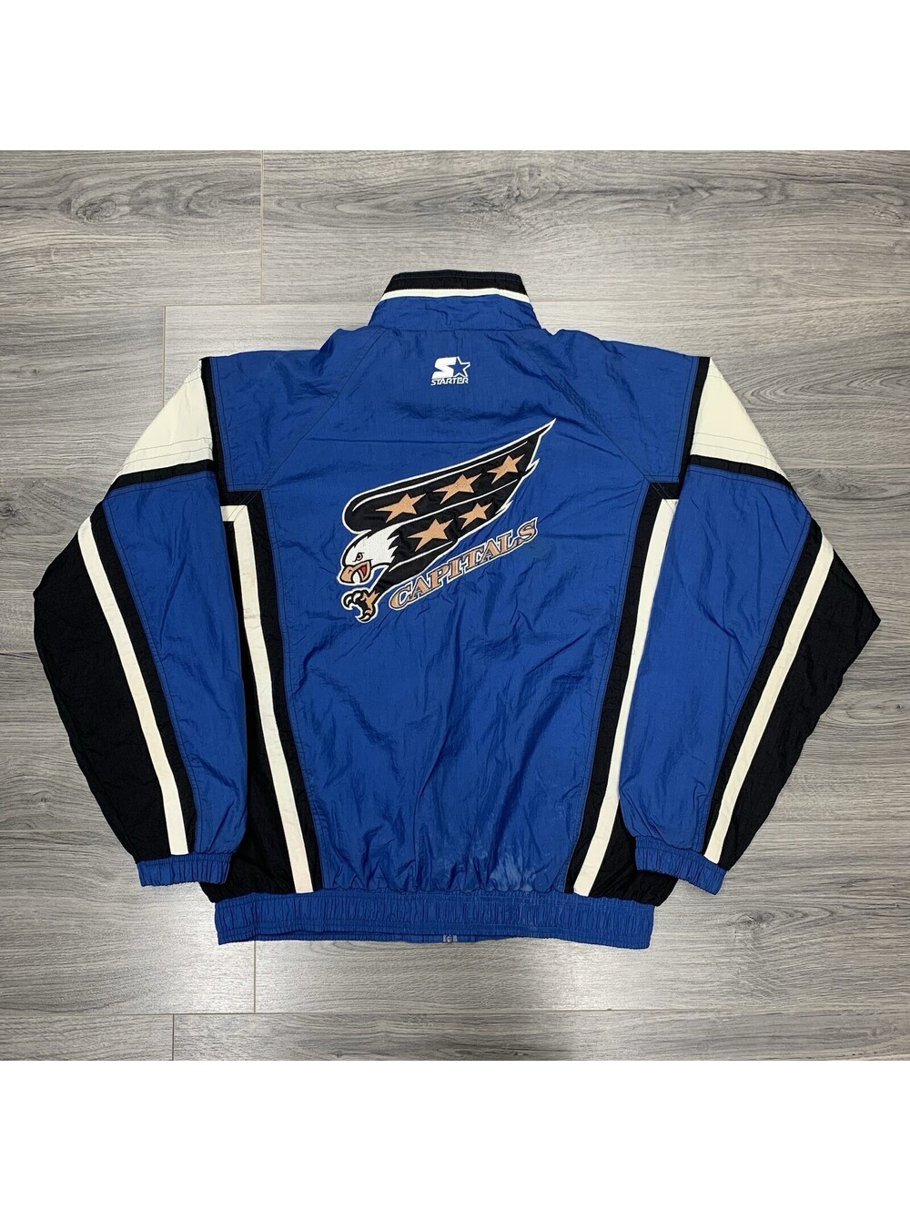Vintage 90S Starter Washington Capitals Jacket Large Rare Men’s Windbreaker Blue